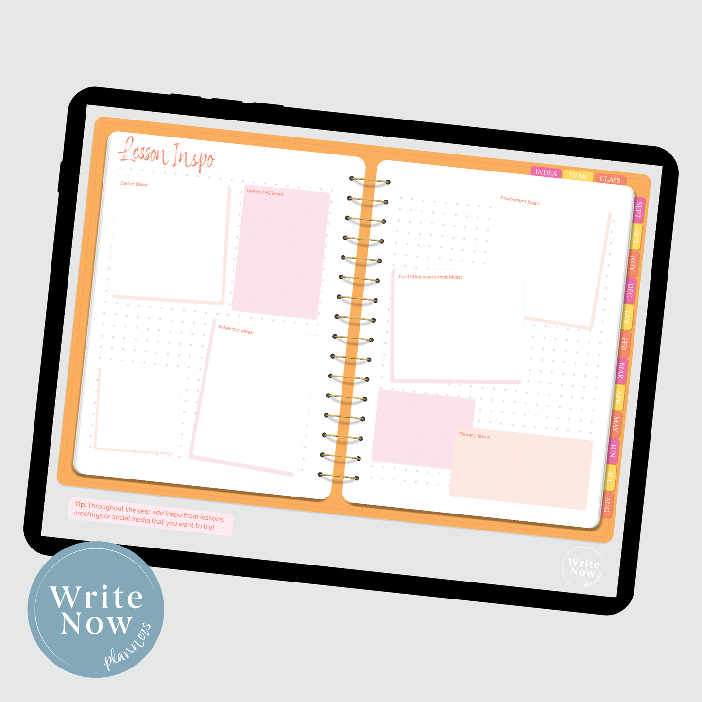 Orange Pink Polka Dot Ultimate Teacher Planner 25-26