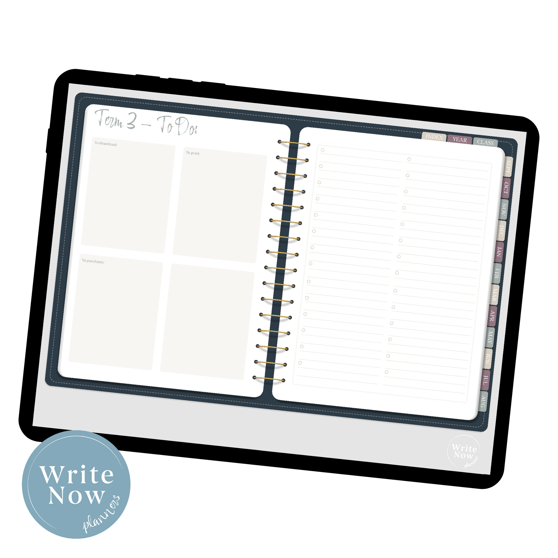 Term planning page on digital planner